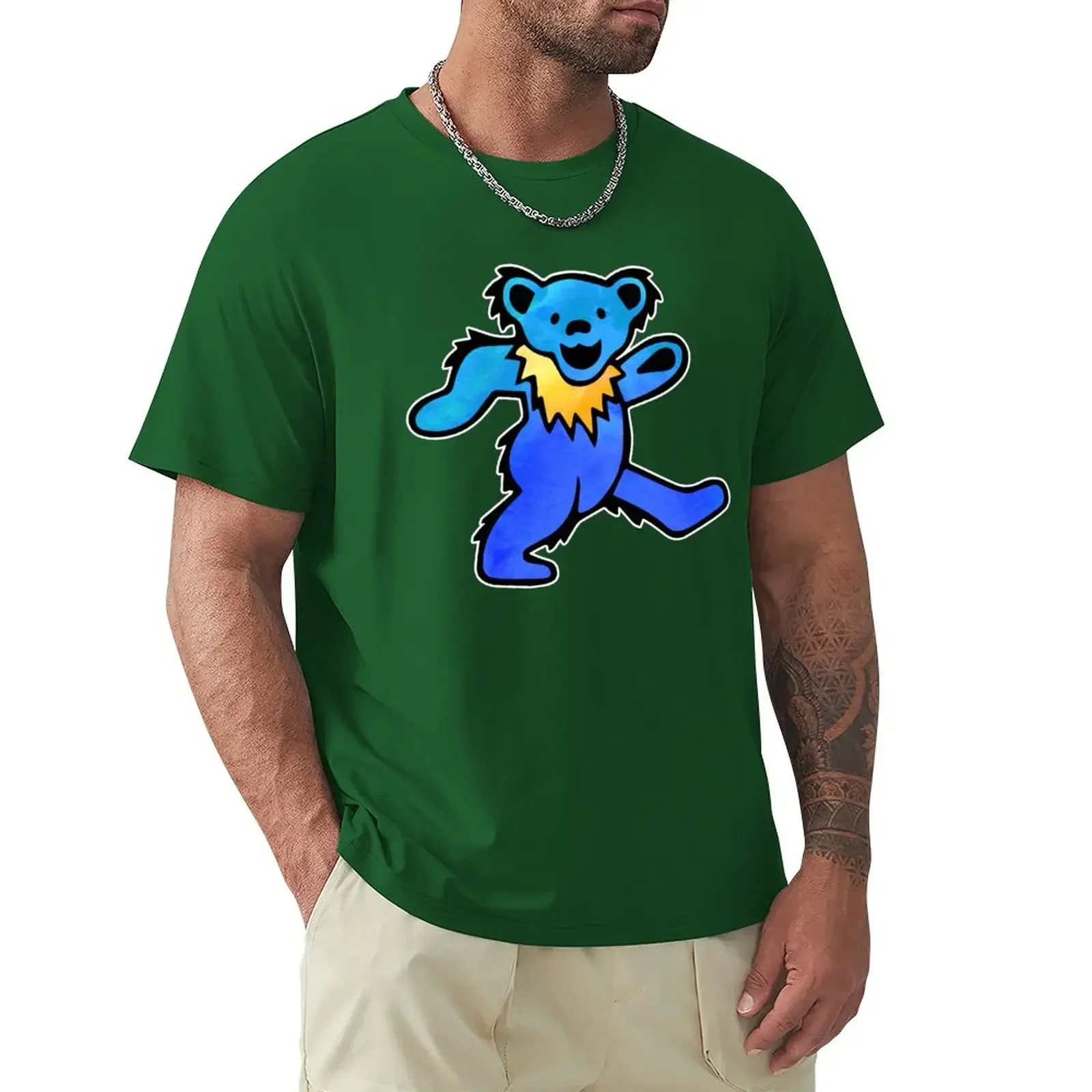 Blouse blacks boys animal print big and tall t shirts for men Blue Grateful Dancing Hippie Classic Rock Dead Bear T-Shirt summer image 6