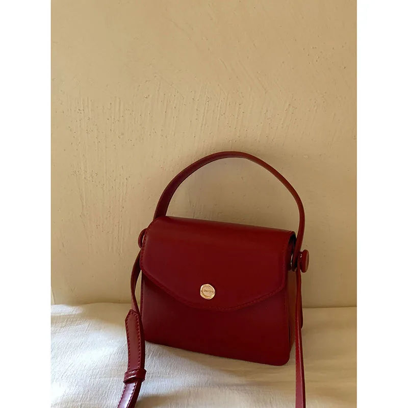 Temperament Red High-end Texture Mini Square Bag Casual All-Matching Shoulder Underarm Bag Women 2024 Wedding Bag Crossbody Bag