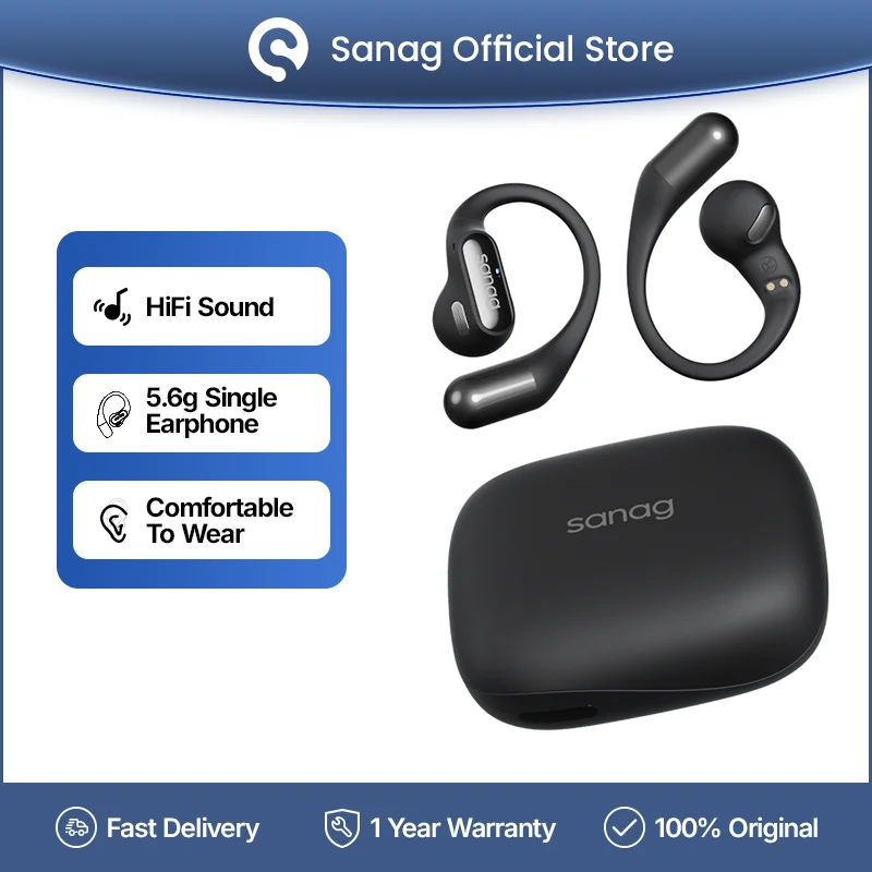 אוזניות אלחוטיות Sanag G6S Open Ear Bluetooth Earphone Ear Hook OWS עם סאונד HiFi TWS לספורט ריצה