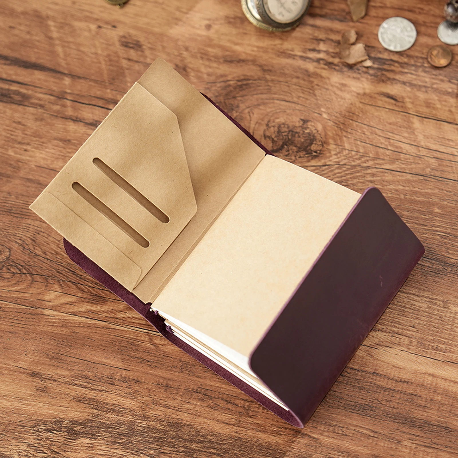 Tri-fold Passport Travel Notebook, Refillable Leather Journals Creative Passport Size Traveler Notebook for Daily Writing, Gifts - view 5