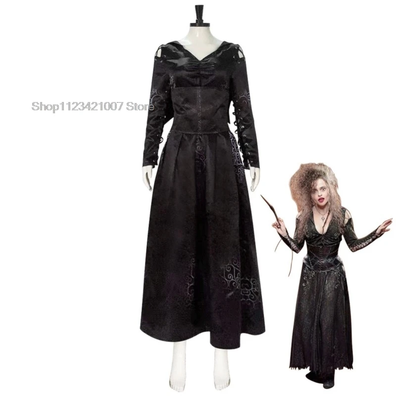 Bellatrix Lestrange Cos Costume Halloween Halliburton Black Witch Death Eater Skirt Halloween Costumes for Women