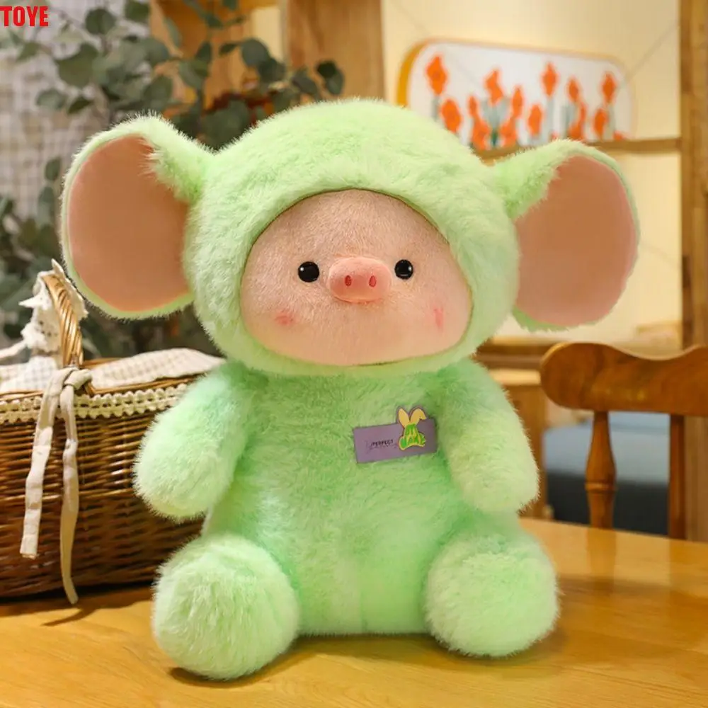 

Cosplay Toy Cartoon Animal Simulation Pig Plush Toy Sitting Fluffy Soft Pig Plush Doll Kawaii 24cm Hood Pig Doll Comforting Gift