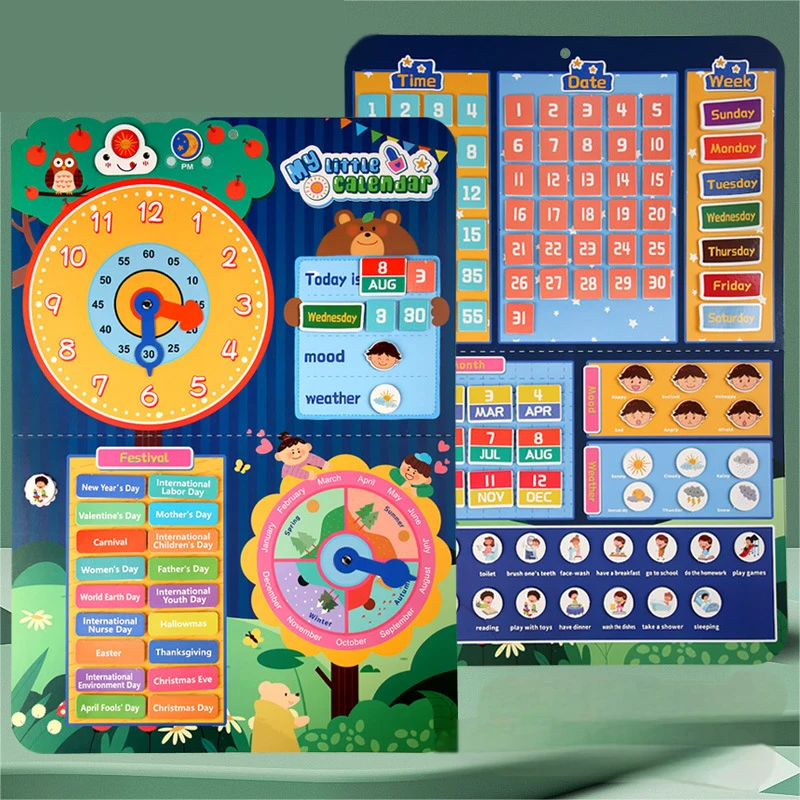 Mein kleiner Kalender, Kinderuhr, Spielzeug, Kinderpuzzle, Früherziehung, Lernzeit, Lernen, Feiertage kann aufgehängt werden
