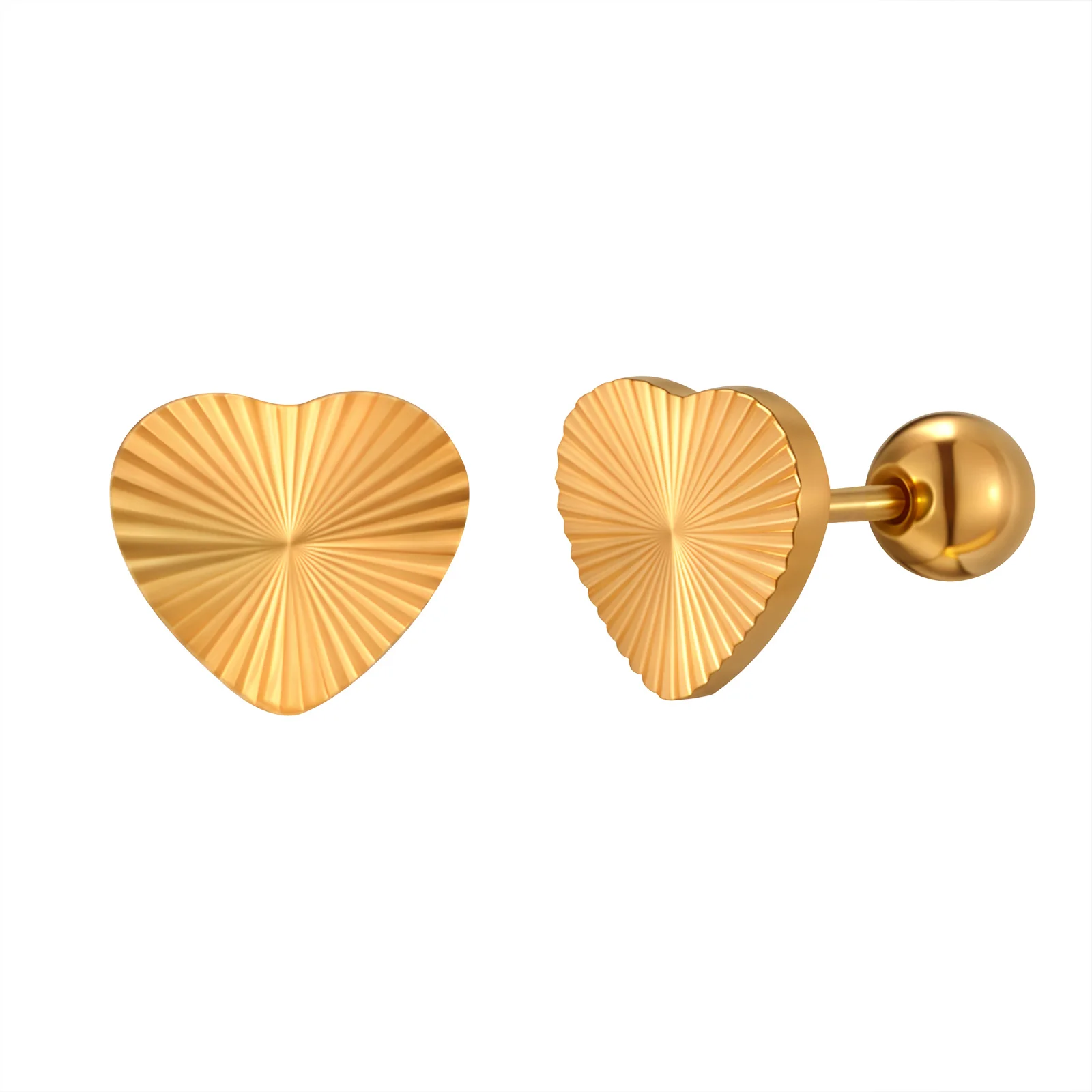 Heart Stud Earrings Stainless Steel, Romantic Jewelry For W…