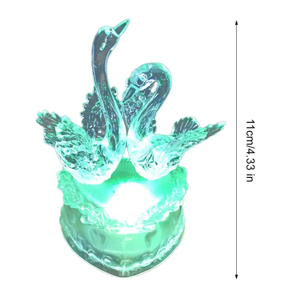 Luce notturna Lampada da notte a LED in acrilico Luce notturna a doppio cigno con luci a LED colorate Lampada da umore alimentata tramite USB Base in acrilico per camera da letto