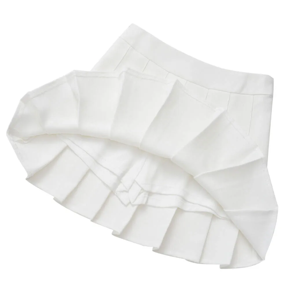 

Sports High Waist Skirts Short Pleated Skirt School Dresses for Teen Tennis Scooters Size S White Super Texture