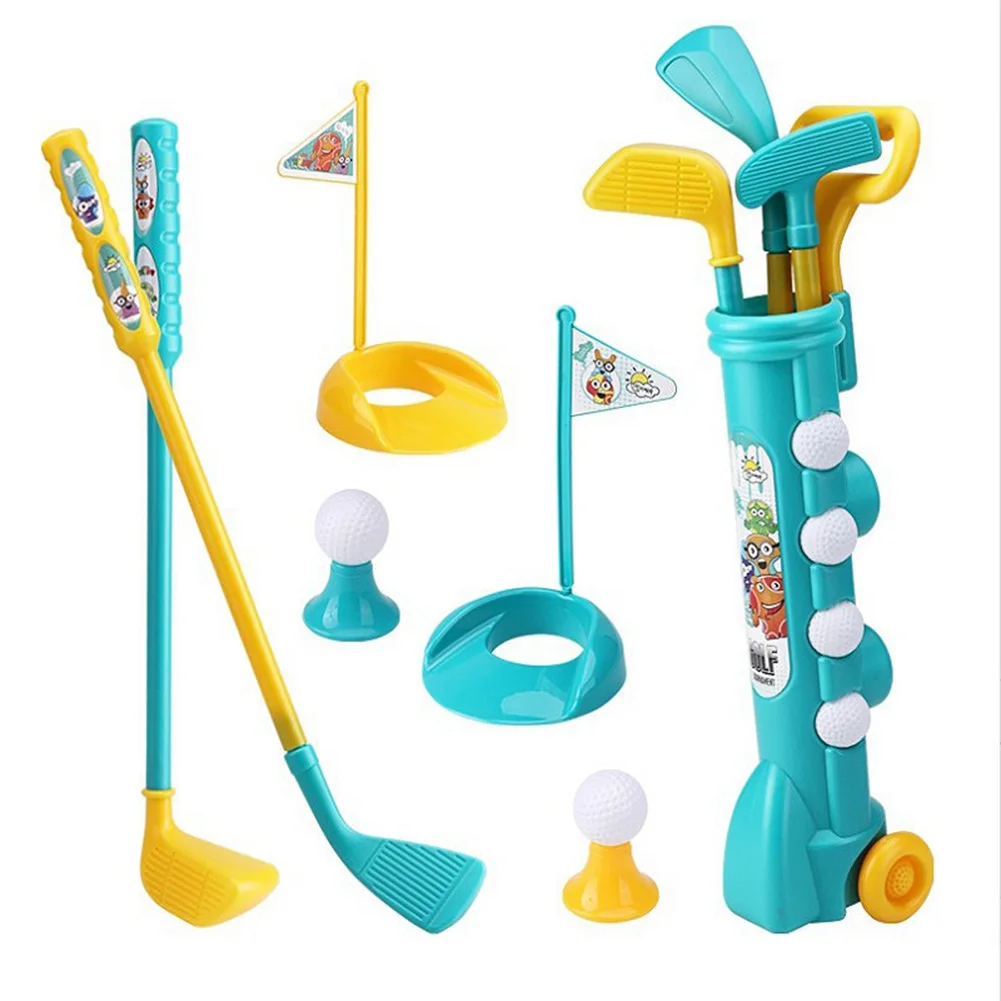 Children Golf Set with Backbag Golf Game Sports Toy Portable Kids Golf Club Set Toy Flag Mat Golf Practice Balls Outdoor Toys