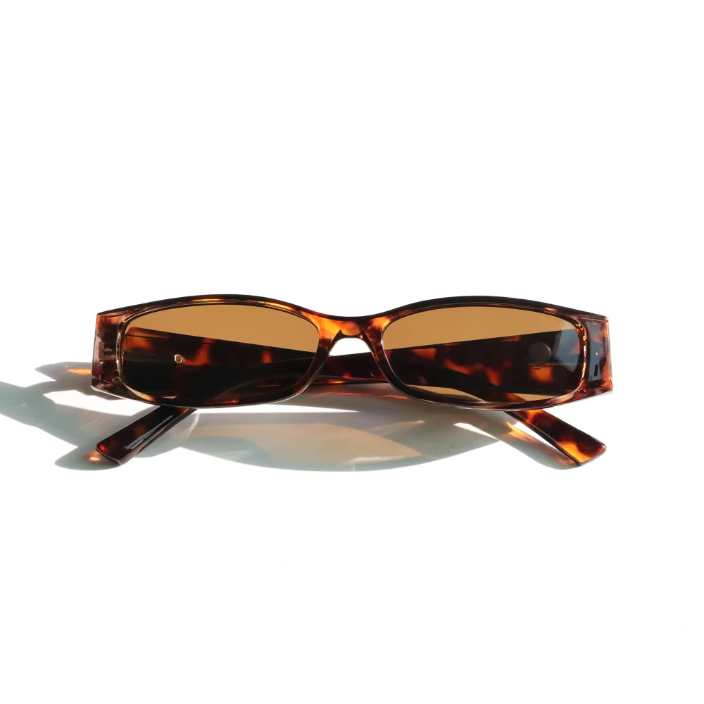 Benyi Manufacturer's Brand New Design Brown Rectangle Retro Polarized Nylon Sunglasses for Women Luxury Trendy Eyewear