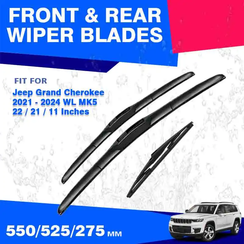 Front Rear Wiper Blades For Jeep Grand Cherokee WL MK5 2022 2023 2024 WL74 WL75 Laredo Overland Altitude Windshield Windscreen