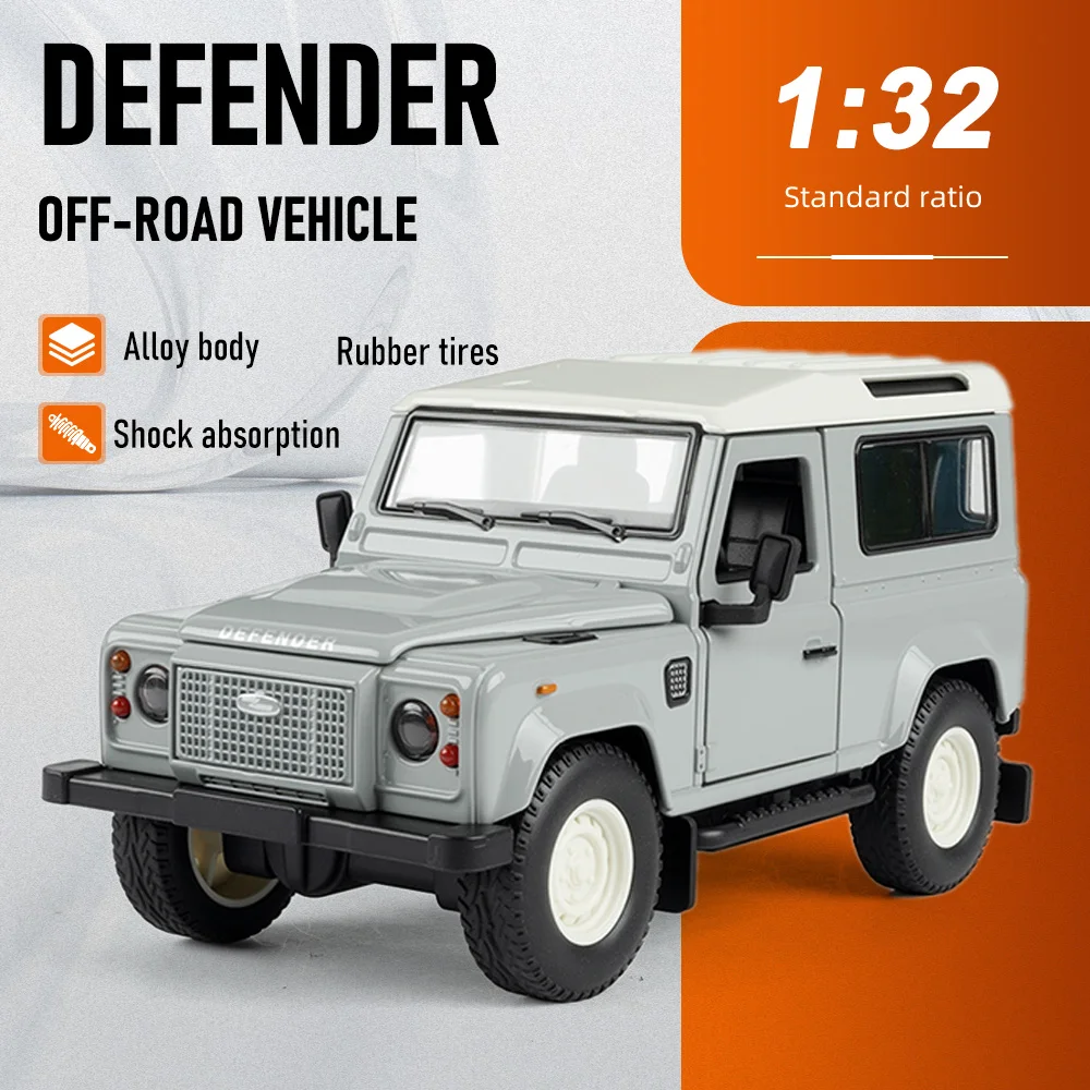 

Модель внедорожника Land Rover Defender 1:32, литая из сплава, с открывающимися дверями, амортизацией и резиновыми шинами, украшение для офисного стола