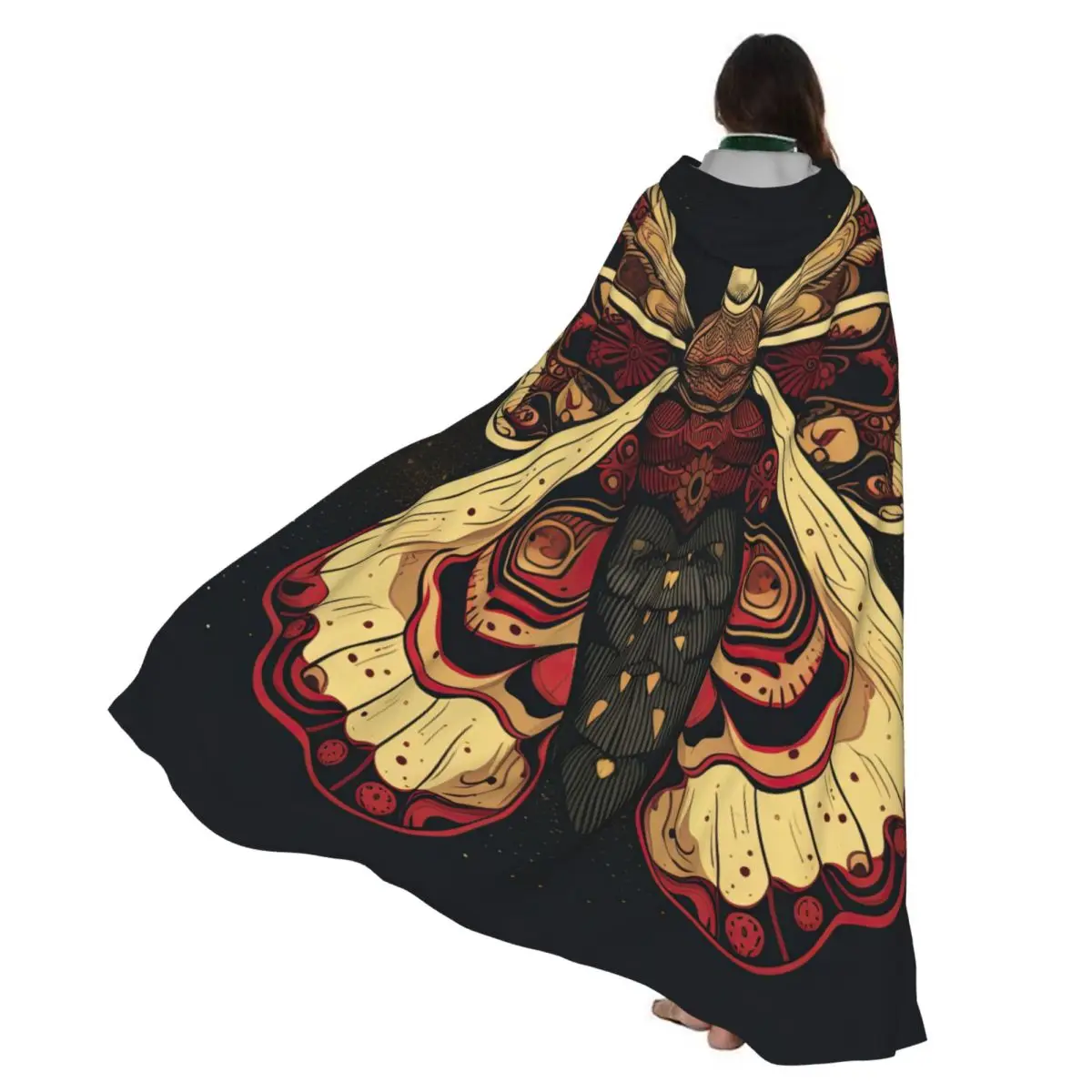 

Adult Vampire Cape Hooded Robe Moth Wings Halloween Cloak Full Length Cosplay