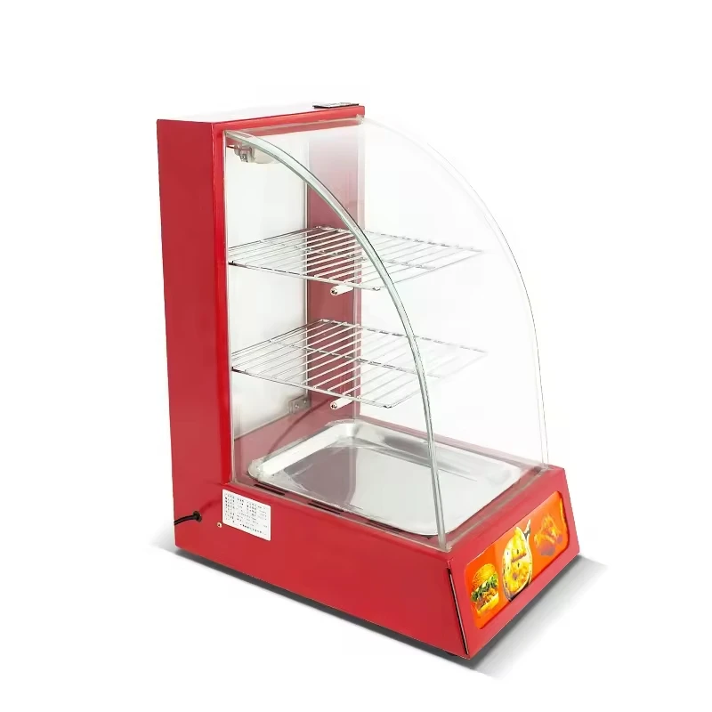 Arc-Shaped Temp Control Display Warmer Stainless Steel Commercial Fast Food Burger Heated Cabinet Easy Clean Energy Save