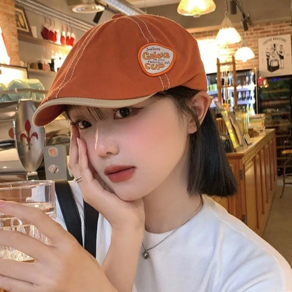 

Модная винтажная плоская кепка газетчика Y2k в японском стиле, ретро шляпа художника, цветная контрастная вышивка, шляпа художника, уличная шляпа