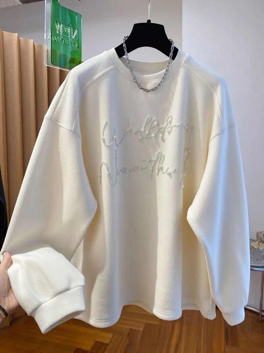 

plus Size Women's Fce Lined Hoodie Loose Fit Comfortable Slimming Trendy Overhead Inner Wear Autumn Winter Faion