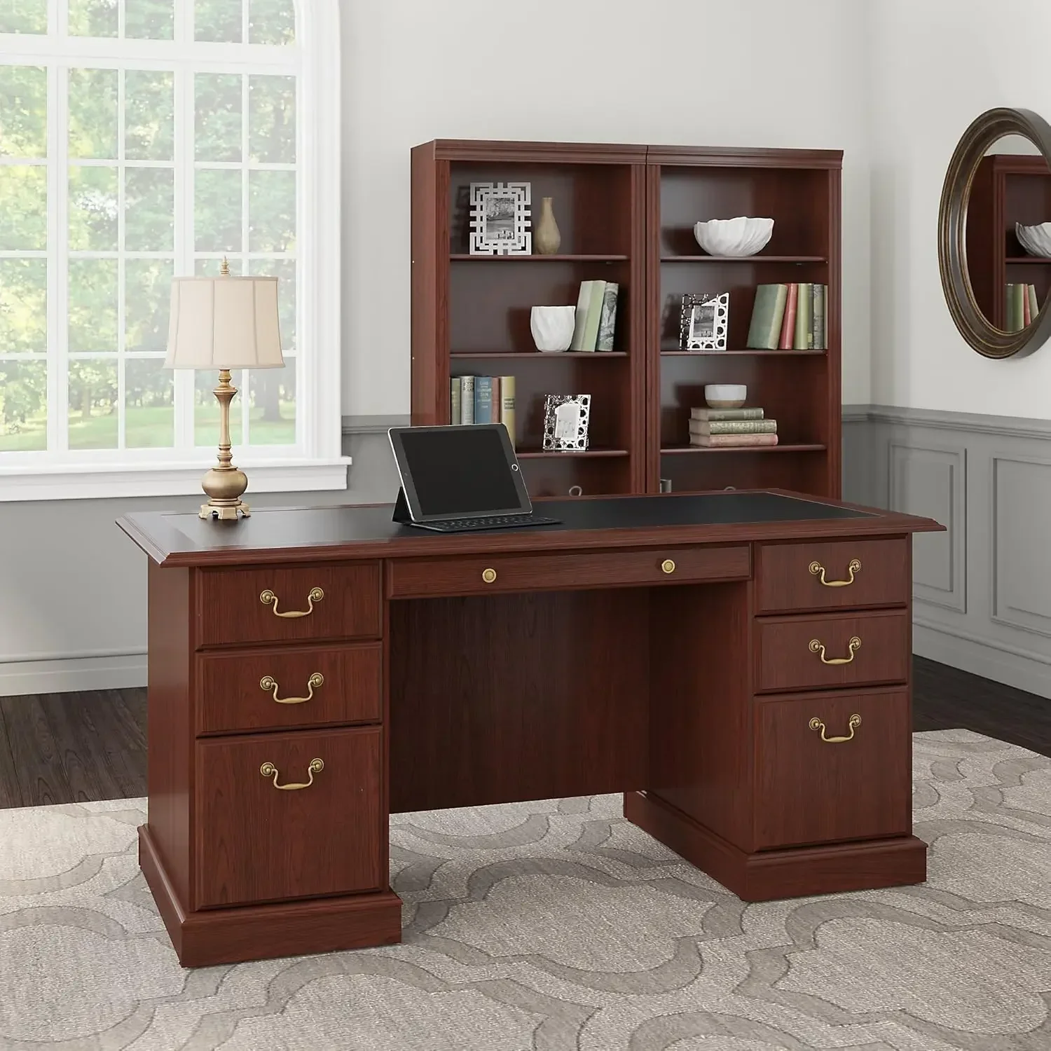 

Executive Desk and Bookcase Set desk table furniture computer desk desk gaming desk computer desk laptop table