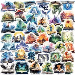 50Pcs The World in Books Stickers Pack for Kids Teens Boys Girls, Waterproof Vinyl Stickers for Water Bottle Laptop Phone