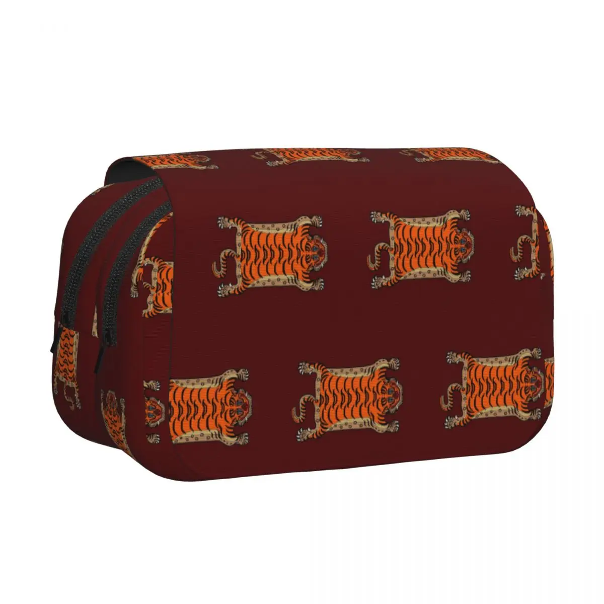 Tibetan Tiger Rug Pencil Case Pencil Pouch Hard Shell Leather Large Storage Pen Box Pencil Bag for Students Gifts
