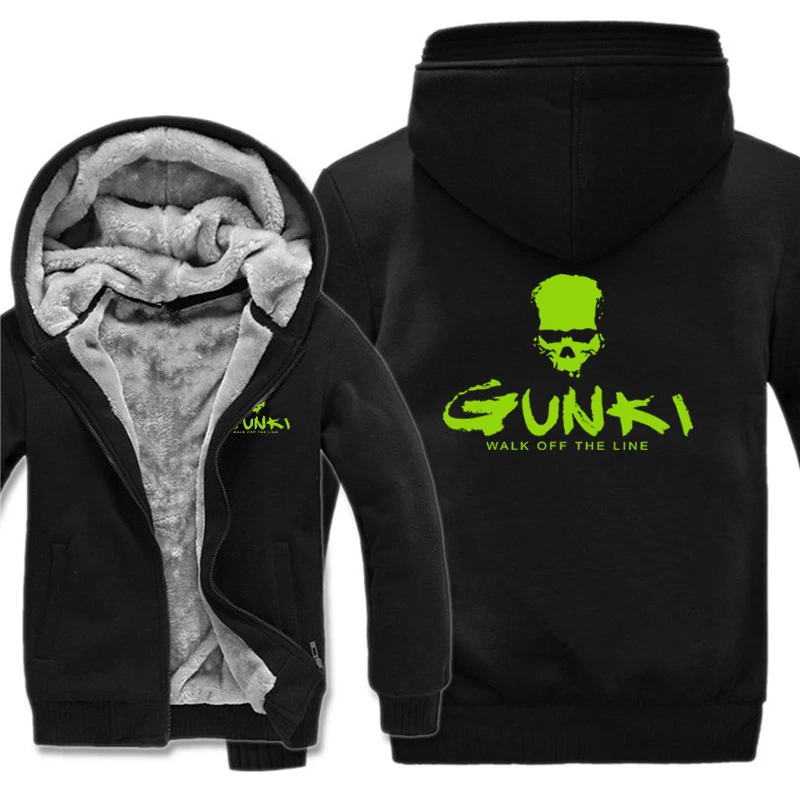 Gunki Hoodies Men Coat Winter Warm Fleece Gunki Sweatshirts Jacket Streetwear
