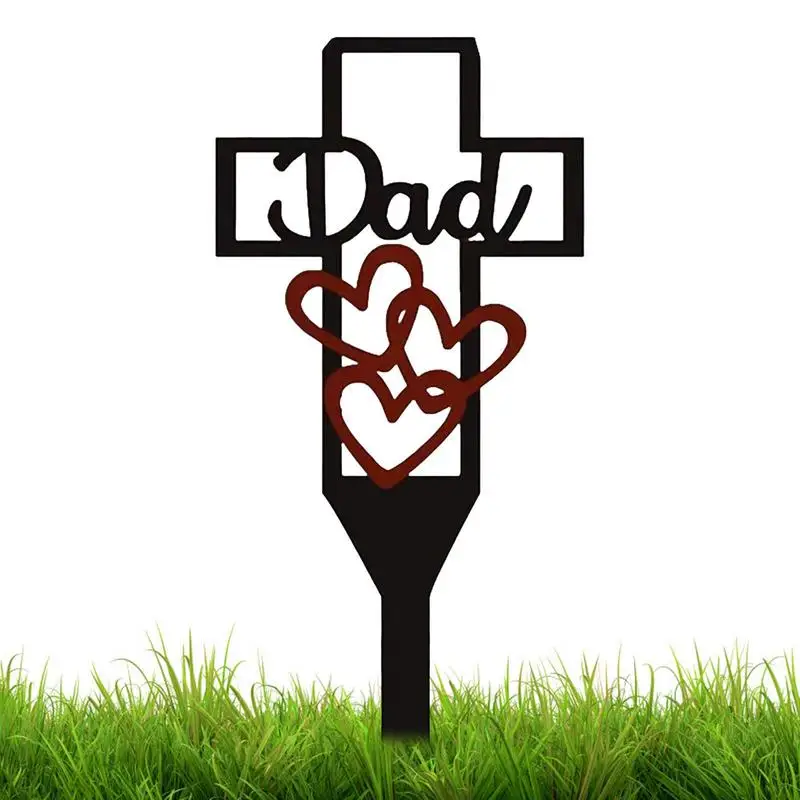 Metal Cross Garden Stake Graves For Cemetery And Memorial Site Ornament To Memorize Dad Garden Cross Grave Decoration Markers