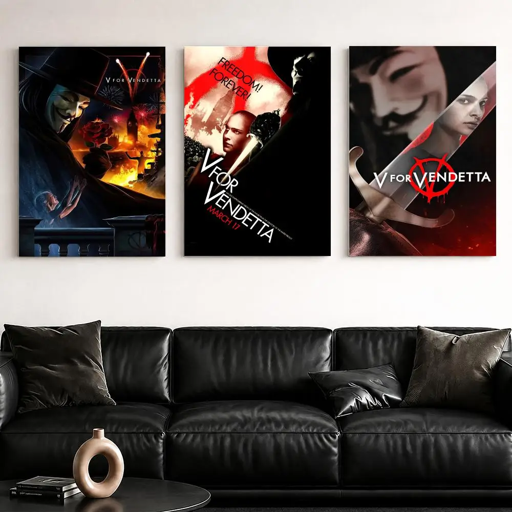 Movie V for V-Vendetta Framed Wall Painting Ready to Hang Canvas Poster for Bedroom Living Room Hallway Home Decor Gift