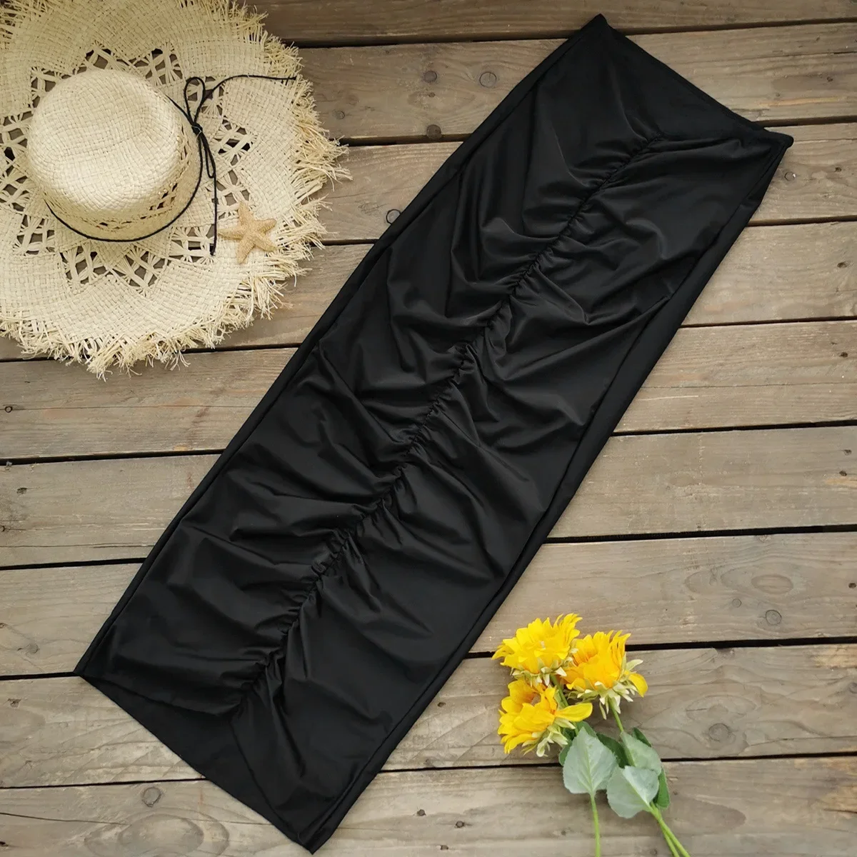 Vintage Metal Shell Buckle One Piece Swimsuit Skirt Set Women Black Beads Strap Hollow Out Bathing Suit Holiday Swimwear 2025