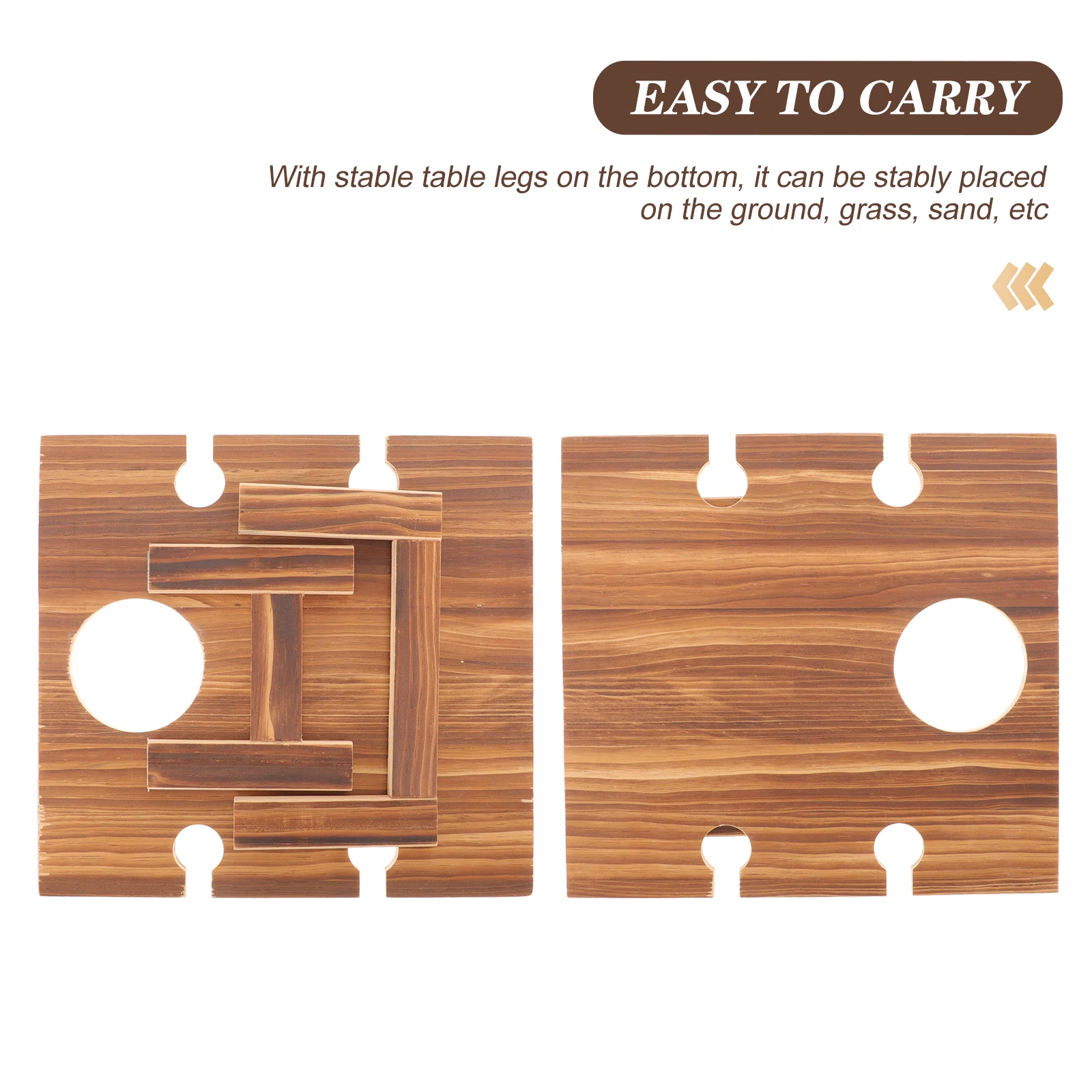 

Wooden Table 30X24 Portable Picnic Rack Outdoor Folding Beverage Holder Garden Furniture Travel Desk Lightweight