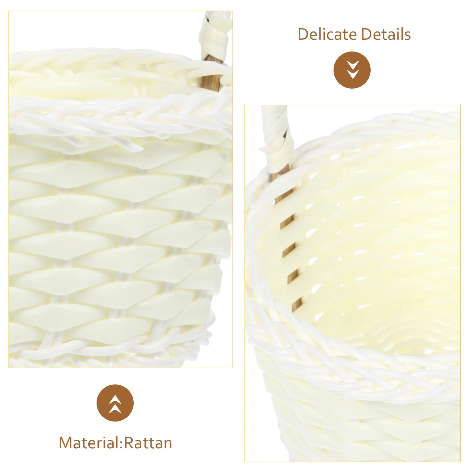 

5Pcs Small Plastic Rattan Storage Baskets Handwoven Desktop Organizer Rustic Style Fruit Picking Basket Woven Basket