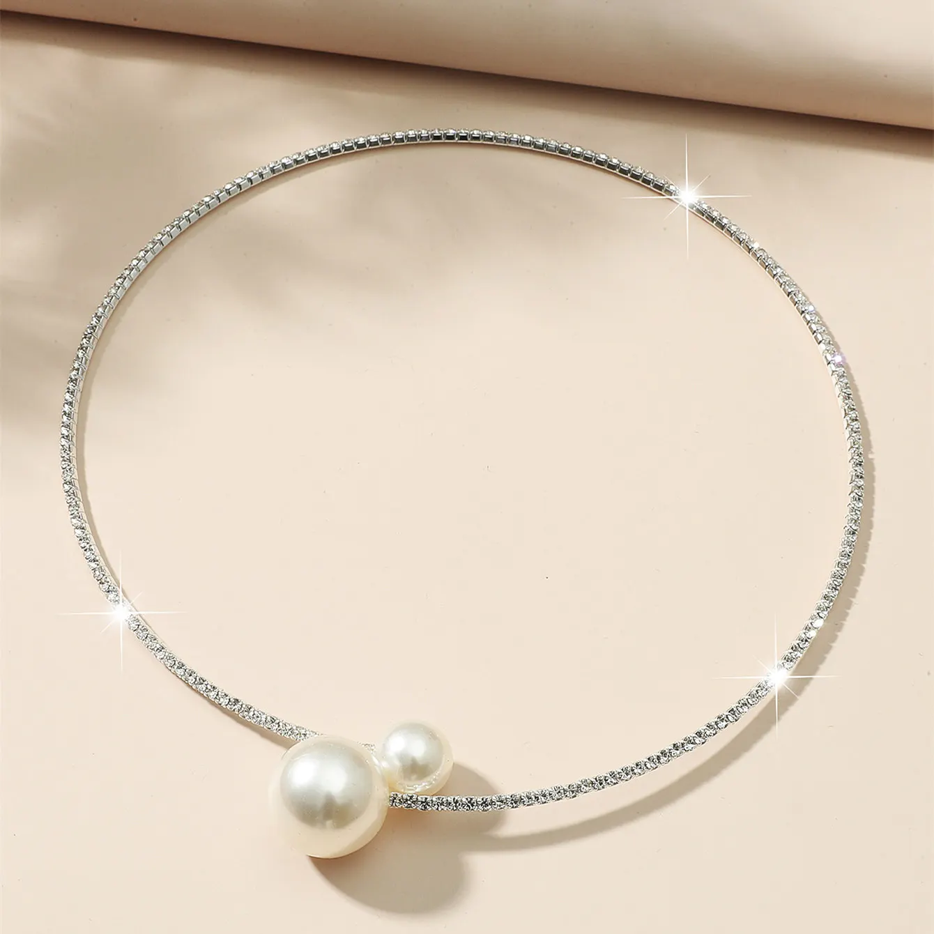 Elegant Crystal Imitation Pearl Open Bracelets for Women