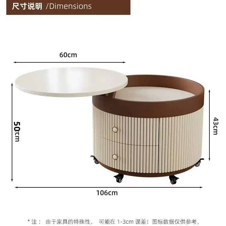 Coffee table living room rotating modern simple mobile round solid wood