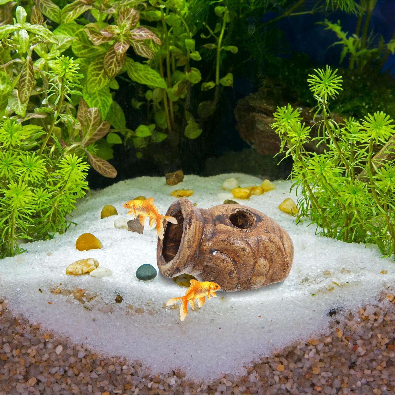 

Ceramic Cave Aquarium Decoration Fish Tank Hideout Shelter For Fish Shrimp Breeding Reptile Turtle Basking Platform Pumpkin