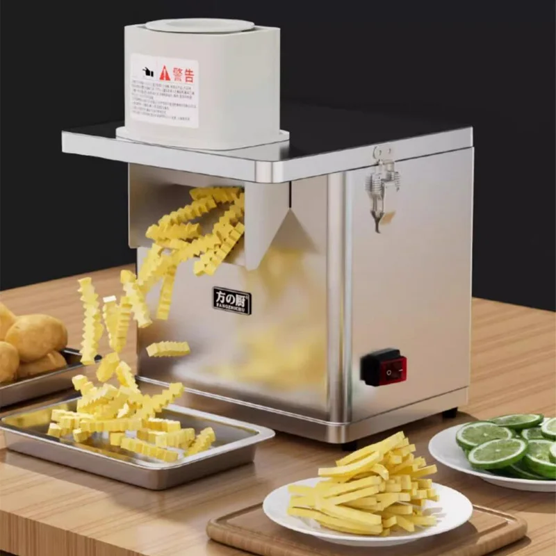 220V Electric Potato Slicer Machine Stainless Steel Wolf Tooth Potato Chips Maker Machine 10mm 8mm Wavy Potato Sticks Machine