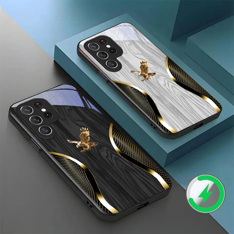 

Noble Golden Eagle Ring For Samsung Galaxy S20 FE S21 S22 S23 Plus S24 Ultra 25 Edge S24Ultra For Magsafe Glass Phone Casee