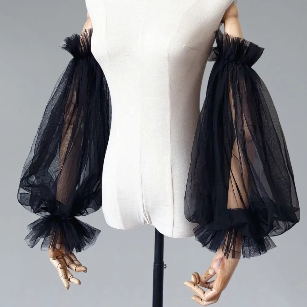 أنيقة غزل الزفاف أكمام أذرع تبريد مطوي الدانتيل تنفس الذراع يغطي رقيقة بلون الزفاف طويلة الأكمام النساء