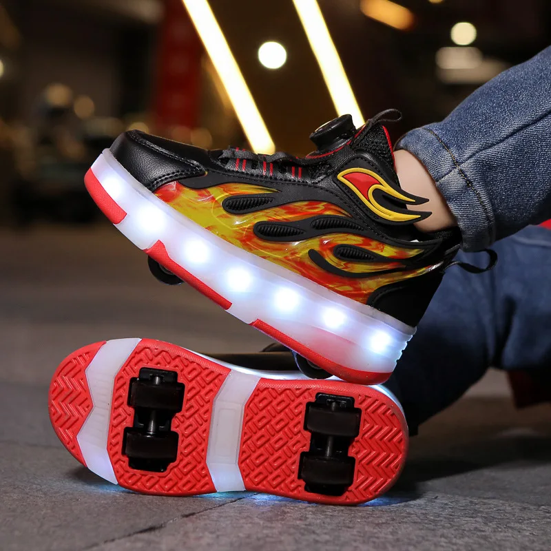 Heelys2025New Style Light-Up Double-Wheel Four-Wheel Invisible Automatic Retractable Shoes Children's Roller Skates - Image 4