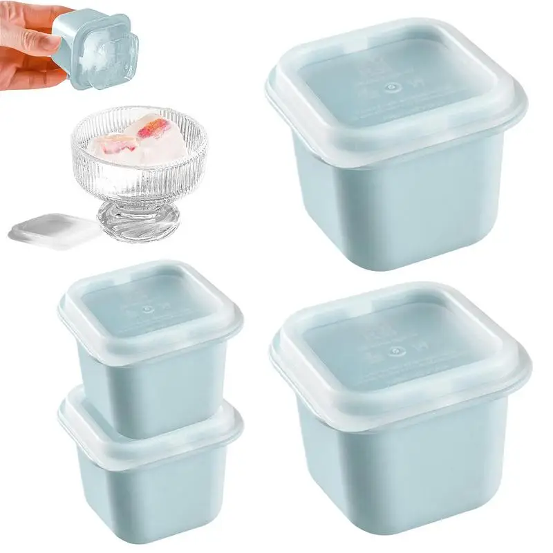 

Ice Molds For Cocktails Ice Tray With Lid 4X Reusable Silicone Moulds For Home Freezer Kitchen Bar Cocktails Whiskey Drinks