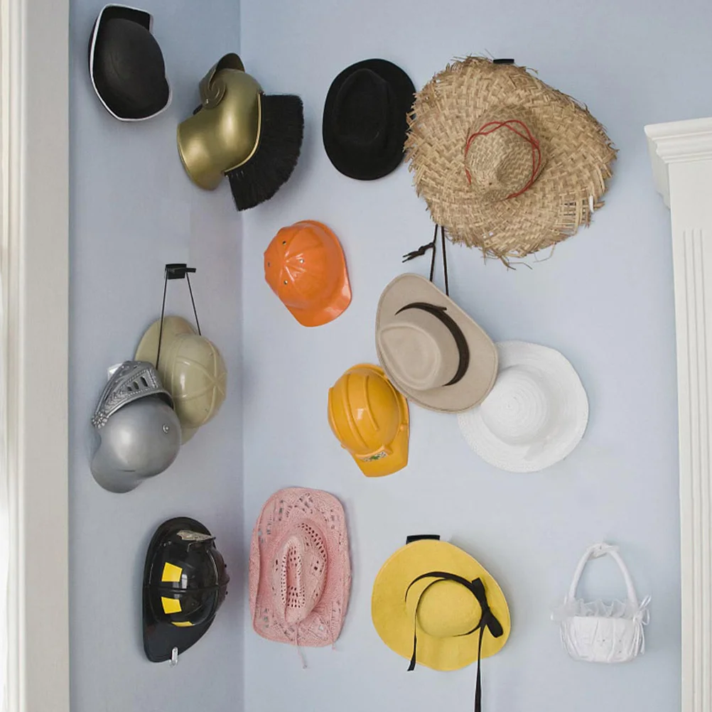 

Wall Mounted Hat Hook for Baseball Cap Display Black Organizer Adhesive Hooks Premium Plastic Curved Design Suitable