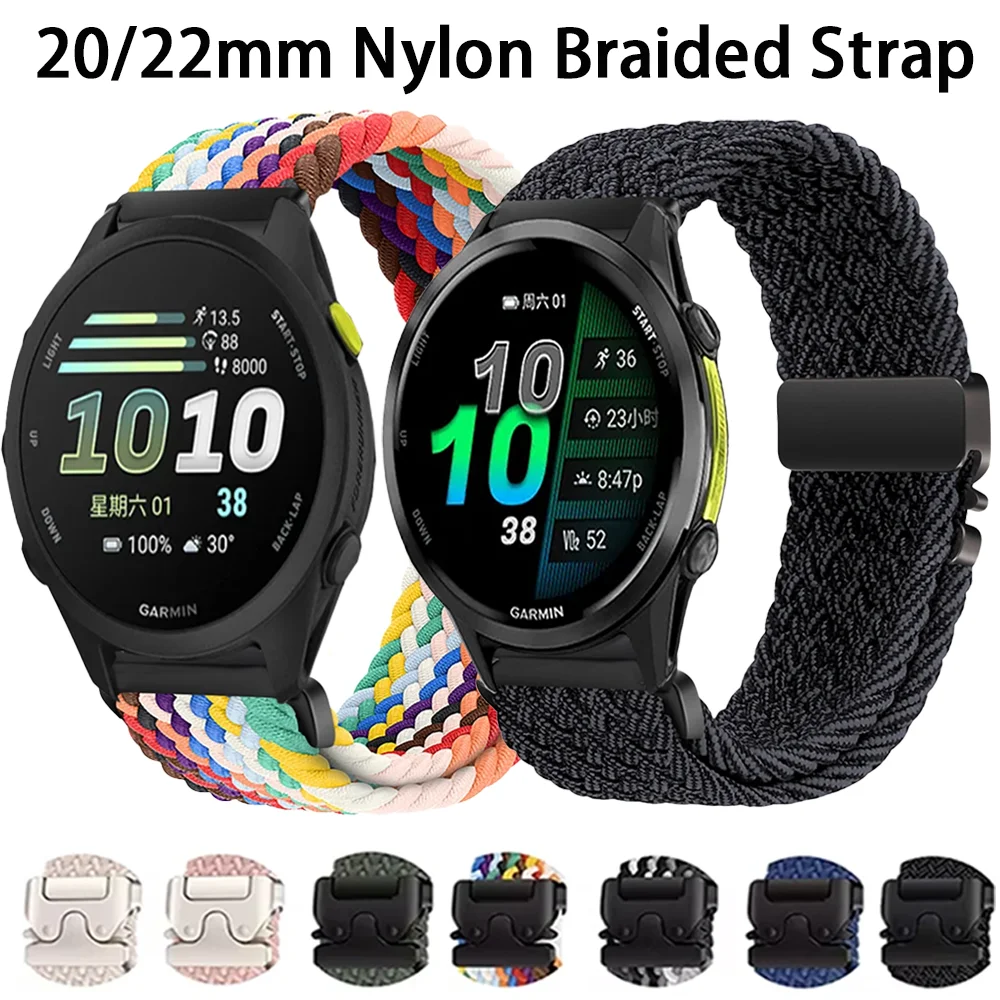 20/22mm Nylon Geflochtenes Armband für Garmin Forerunner 170 70 965 970 265 570 Fallschirmschnallen-Band Garmin Venu 2 3 4 45mm Active 6 5