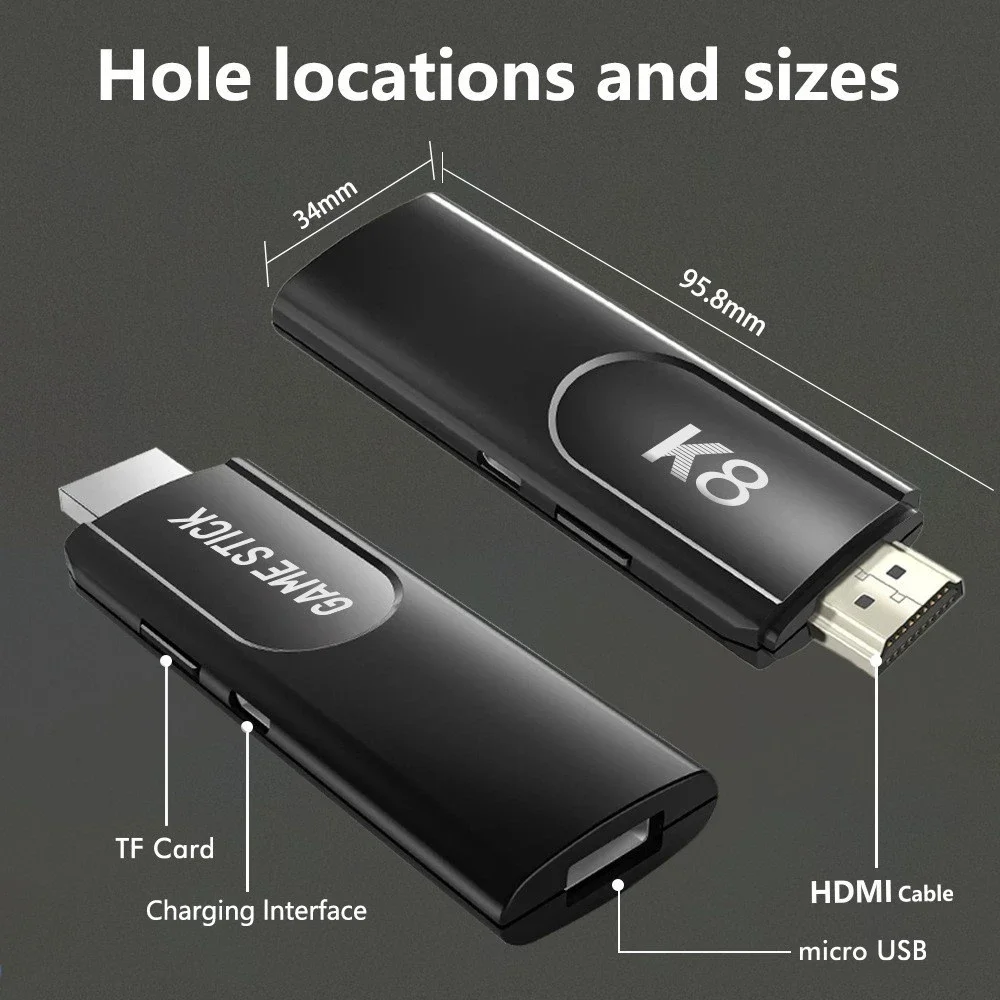 K8 فيديو ريترو لعبة وحدة التحكم المزدوجة وحدة تحكم لاسلكية لعبة التلفزيون عصا 4K HD 20000 ريترو الألعاب الكلاسيكية ريترو لعبة لاعب