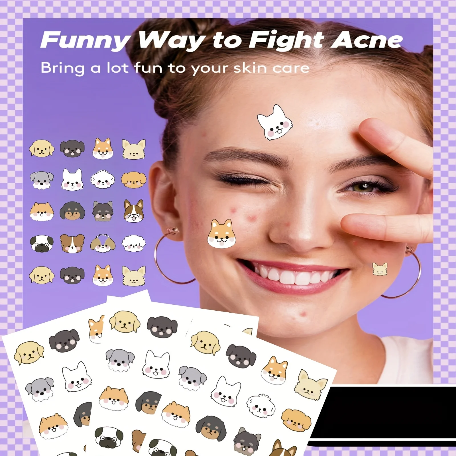 40 pegatinas para imperfecciones de dibujos animados de cachorros lindos: sin alcohol, sin fragancia, no tóxicas, resistentes al agua, adecuadas para todo tipo de piel