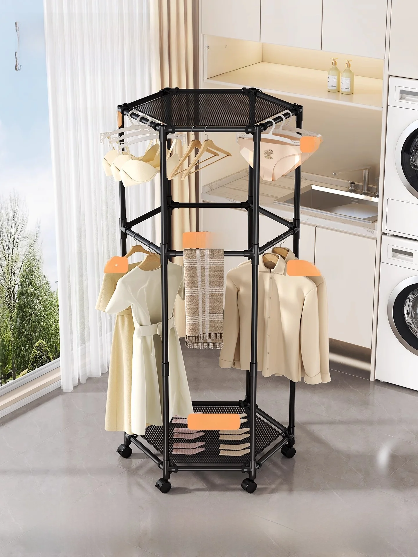 

Простая портативная сушилка для белья, многофункциональная, вращающаяся, для использования в помещении, на балконе, для общежития, с железной стойкой для сушки белья