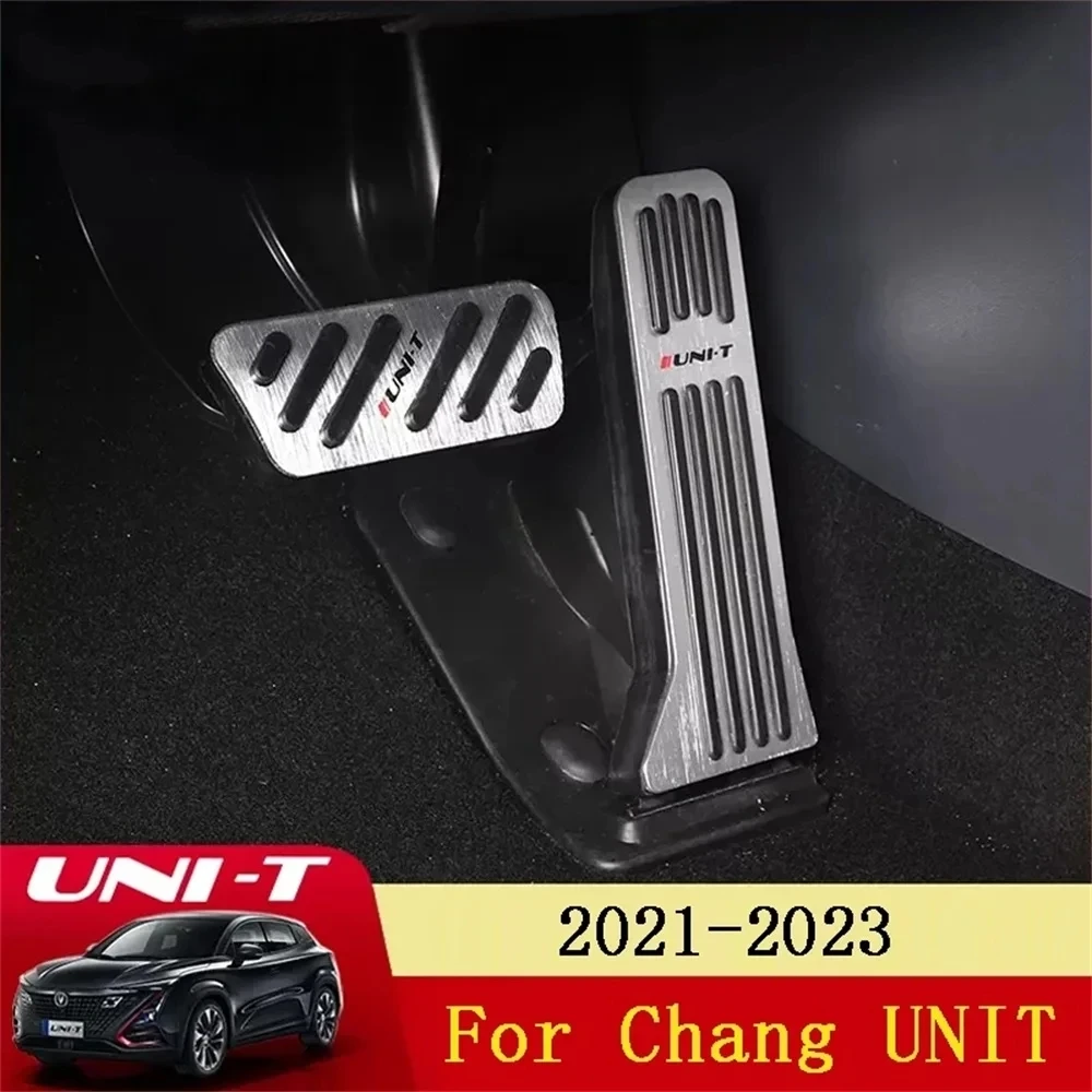 For Changan Uni-t Unit 2021 - 2023 Aluminum Alloy Foot Accelerator Brake Pedal Cover Gas Fuel Non-slip Pads Car Components