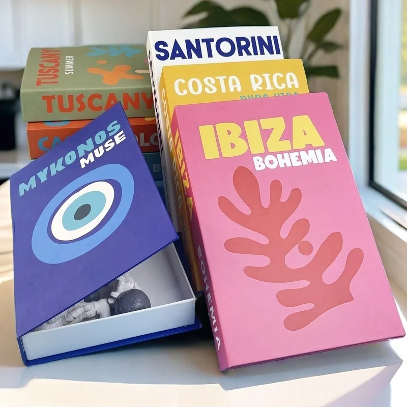 

Open Travel Luxury Decorative Books Fake Book Storage Box Home Decor Coffee Table Shlef Bedroom Living Room Interior Decoration