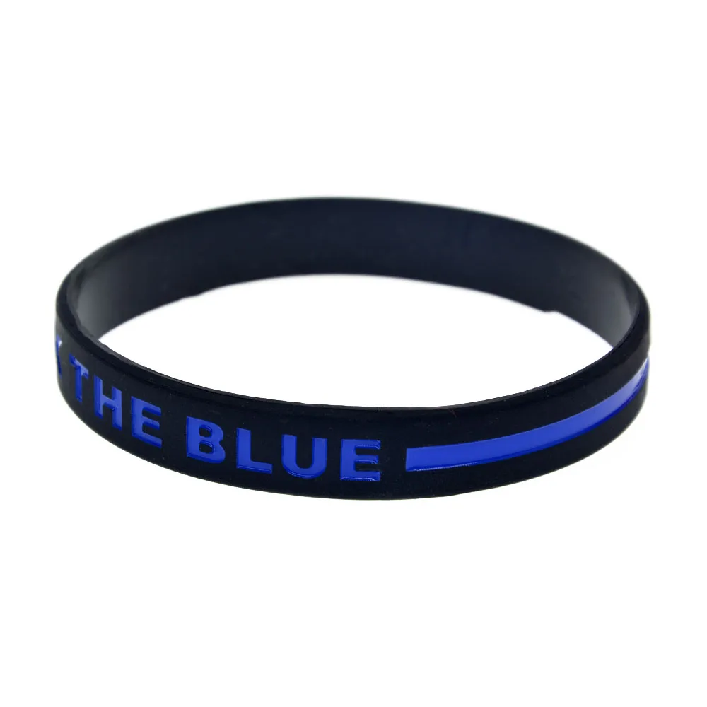 1 PC Back The Blue Line Silikon-Armband, Sport-Gummiarmband, schwarz, Erwachsenengröße – Detail 5