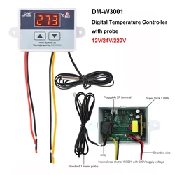 W3001 Digital Temperature Controller 220V Microcomputer Thermostat Thermoregulator 12V Heat Cool Temp Thermostat Control Switch