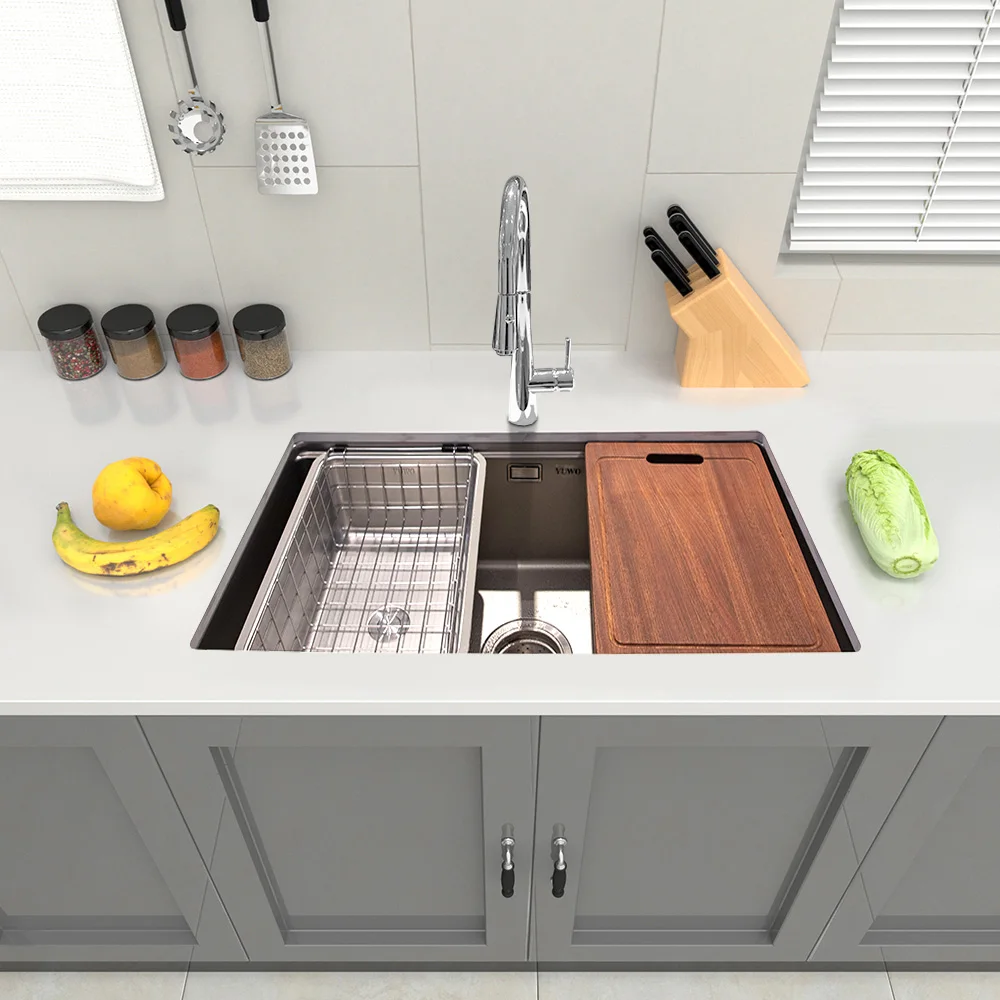 Modern 304 Stainless Steel Single Bowl Kitchen Sink Multifunction Undermount Without Faucet 304 Stainless Steel Kitchen Sink