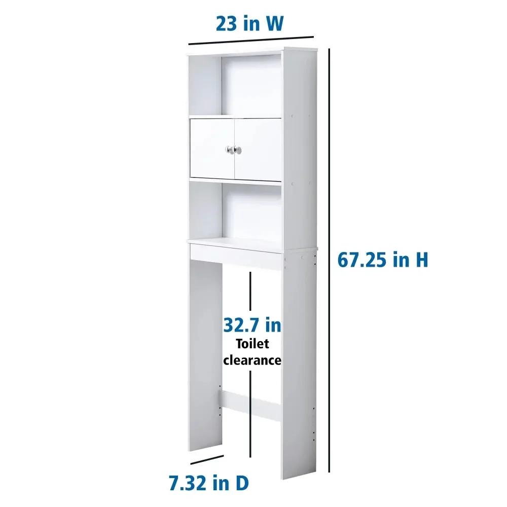 

White 23 in. W Bathroom Space Saver Cabinet with 3 Fixed Shelves, over the Toilet Storage，Bathroom Shelf