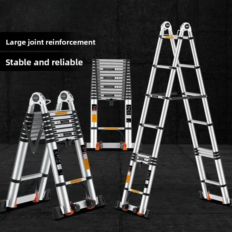Telescopic Ladder Aluminum Alloy Herringbone Ladder Bamboo Ladder Folding Ladder Lifting And Widening Anti-slide Ladder