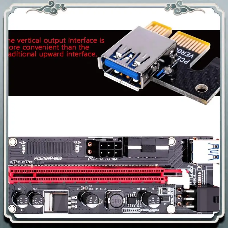 ABIJ-PCI-E Pcie Riser 009 Express 1X To 16X Extender PCI E USB Riser 009S Dual 6Pin Adapter Card SATA 15Pin For Bitcoin Miner
