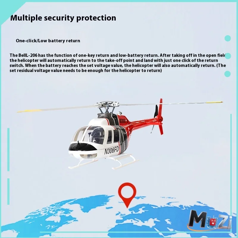 FlyWing Bell-206 Simulative Remote Control Model Airplane Rc Helicopter H1 Classic Gps Self-stabilizing Homecreage Adult Boy Toy