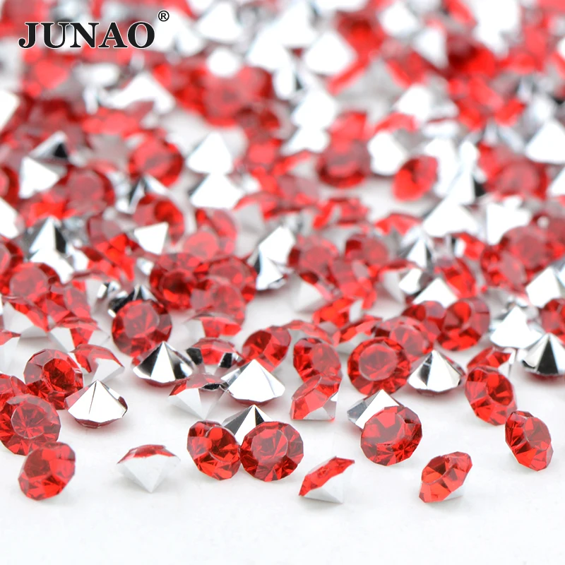JUNAO SS12 3mm 500g Sliver Base Siam Pointback Resin Rhinestones Non Sewing Strass Appliques For DIY Nail Art Decoration